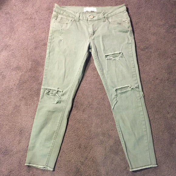 RSQ Denim - RSQ Olive Baja Ankle Ripped Skinny Jeans